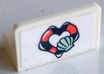 LEGO part Panel 1 x 2 x 1 with Heart-Shaped Life Preserver and Light Aqua Shell Pattern (Sticker) - Set 41378 (4865pb106)