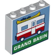 LEGO part Brick 1 x 4 x 3 with Camper Van and 'GRAND BASIN' Pattern (49311pb006)