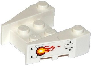 LEGO part Wedge 3 1/2 x 4 with Stud Notches with Rivets, Black Lines and Flames Pattern on Both Sides (Stickers) - Set 70142 (50373pb02)