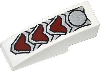 LEGO part Slope, Curved 3 x 1 with Silver and Dark Red Wolf Armor Pattern (Sticker) - Set 70127 (50950pb079)