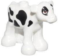 LEGO part Calf Baby Cow, Friends with Reddish Brown Eyes and Black Spots Pattern 5150pb01
