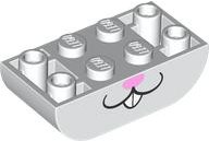 LEGO part Slope, Curved 4 x 2 Inverted Double with Black Mouth, Teeth and Bright Pink Nose, Rabbit Lower Face Pattern 5174pb03