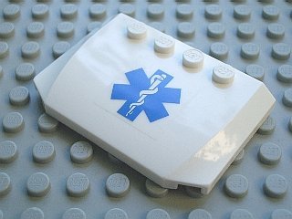 LEGO part Wedge 4 x 6 x 2/3 Triple Curved with Blue EMT Star of Life Pattern (Sticker) - Set 7890 (52031pb022)
