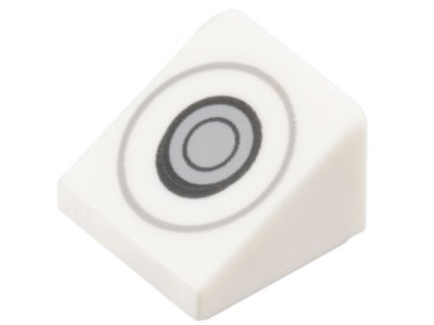 LEGO part Slope 30 1 x 1 x 2/3 with Joystick Control, Dark Bluish Gray, Black, and Light Bluish Gray Circles Pattern (54200pb119)
