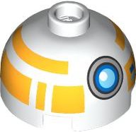 LEGO part Brick, Round 2 x 2 Dome Top with Buttons, Dark Azure, Medium Azure and Silver Eye and Bright Light Orange Pattern (Training Droid) 553pb047