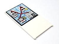 LEGO onderdeel Glass for Window 1 x 4 x 6 with Red String, 'WANTED' Poster, Mugshot, Polaroid Photo of Dog and Newspaper on Bright Light Blue Map Pattern (Sticker) - Set 60246 57895pb153