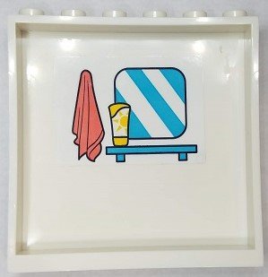 LEGO part Panel 1 x 6 x 5 with Towel, Mirror and Sunscreen Bottle on Shelf Pattern on Inside (Sticker) - Set 41430 (59349pb249)