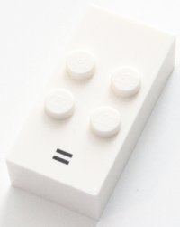 LEGO onderdeel Brick, Braille 2 x 4 with 4 Studs with Black Equal Sign (=) Pattern (dots-2356 ⠶) 60294pb01