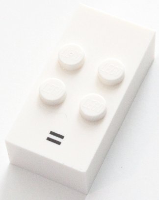 LEGO part Brick, Braille 2 x 4 with 4 Studs with Black Equal Sign (=) Pattern (dots-2356 ⠶) (60294pb01)