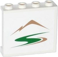 LEGO part Panel 1 x 4 x 3 with Side Supports - Hollow Studs with Mountains and Green Road Pattern (Sticker) - Set 60057 60581pb038L