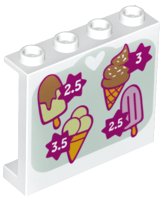LEGO part Panel 1 x 4 x 3 with Side Supports - Hollow Studs with Sign with 4 Ice Cream Cones and Prices Pattern 60581pb070