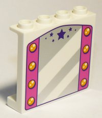 LEGO part Panel 1 x 4 x 3 with Side Supports - Hollow Studs with Mirror, Dark Pink Sides with Lamps and Dark Purple Stars Pattern 60581pb157