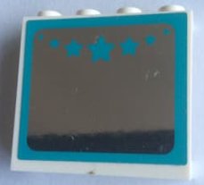 LEGO part Panel 1 x 4 x 3 with Side Supports - Hollow Studs with Mirror and Dark Azure Stars Pattern (Sticker) - Set 41302 (60581pb164)