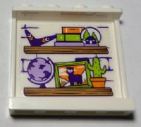 LEGO part Panel 1 x 4 x 3 with Side Supports - Hollow Studs with 2 Wooden Shelves and Toys Pattern (Sticker) - Set 41369 60581pb171