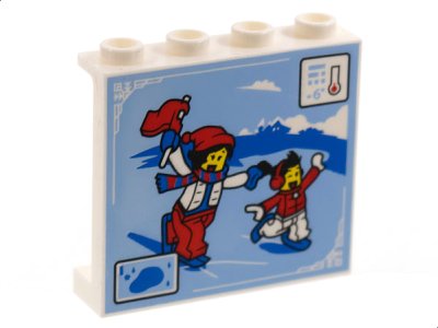 LEGO part Panel 1 x 4 x 3 with Side Supports - Hollow Studs with Ice Skating Scene Pattern (60581pb200)