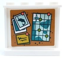 LEGO part Panel 1 x 4 x 3 with Side Supports - Hollow Studs with Light Aqua and Dark Turquoise Map and Dolphin Picture on Pinboard Pattern (Sticker) - Set 41381 (60581pb237)
