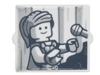 LEGO onderdeel Glass for Window 1 x 2 x 2 Flat Front with Female Minifigure Singer Piano Player and Microphone Pattern 60601pb032