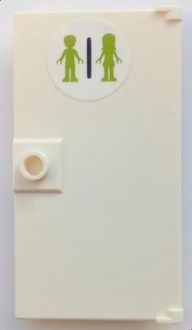 LEGO part Door 1 x 4 x 6 with Stud Handle with Lime Male and Female Mini Dolls Silhouettes (Unisex Restroom) Pattern (Sticker) - Set 41395 (60616pb068)