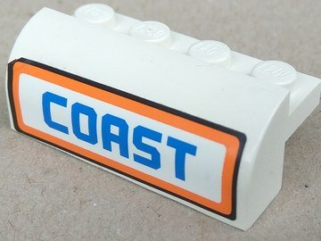 LEGO part Slope, Curved 2 x 4 x 1 1/3 with 4 Recessed Studs with 'COAST' Pattern (Sticker) - Set 7738 (6081pb010)