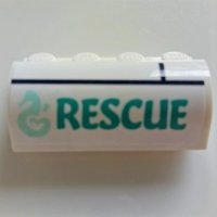 LEGO part Slope, Curved 2 x 4 x 1 1/3 with 4 Recessed Studs with Seahorse and 'RESCUE' Pattern (Sticker) - Set 41378 6081pb031