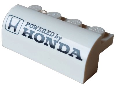 LEGO part Slope, Curved 2 x 4 x 1 1/3 with 4 Recessed Studs with 'POWERED by HONDA' Logo Pattern (6081pb035)
