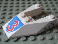 LEGO part Wedge 6 x 4 Cutout without Stud Notches with Red Number 3 Print & Blue Stars Pattern on Both Sides (Stickers) - Set 6517 6153apb05