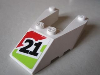 LEGO part Wedge 6 x 4 Cutout with Stud Notches with Number 21 Pattern (Sticker) - Set 8897 (6153bpb05)