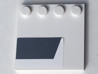 LEGO part Tile, Modified 4 x 4 with Studs on Edge with Dark Bluish Gray Trapezoid Pattern Model Right Side (Sticker) - Set 9498 (6179pb065R)