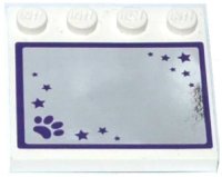 LEGO part Tile, Modified 4 x 4 with Studs on Edge with Mirror with Dark Purple Paw Print and Stars on Mirrored Background Pattern (Sticker) - Set 41114 6179pb107