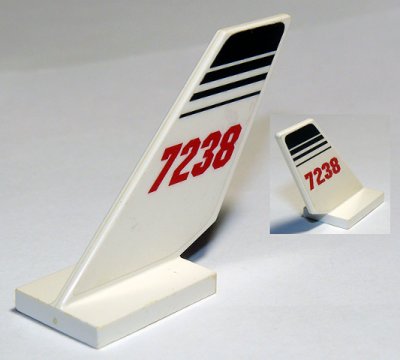 LEGO part Tail Shuttle with '7238' and Black Lines Pattern on Both Sides (Stickers) - Set 7238 (6239pb012)