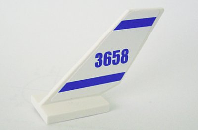 LEGO part Tail Shuttle with '3658' and Blue Stripes Pattern on Both Sides (Stickers) - Set 3658 (6239pb026)