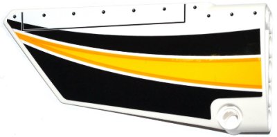 LEGO part Technic, Panel Fairing #17 Large Smooth, Side A with Yellow, Orange and White Stripes on Black Background Pattern (Sticker) - Set 42044 (64392pb016)