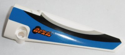 LEGO part Technic, Panel Fairing # 6 Long Smooth, Side B with 'Axle & BEAM' and Blue, Black and Gray Pattern (Sticker) - Set 42045 (64393pb023)