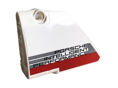 LEGO part Technic, Panel Fairing #13 Large Short Smooth, Side A with Porsche Intelligent Performance Logo and Red Stripe Pattern (Sticker) - Set 42096 (64394pb022)