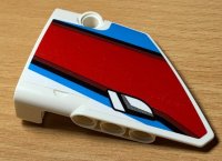 LEGO onderdeel Technic, Panel Fairing #13 Large Short Smooth, Side A with Red, Black and Blue Lines and Door Handle Pattern (Sticker) - Set 42077 64394pb024