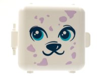 LEGO part Container, Box 3 x 8 x 6 2/3 Half Front with Dalmatian Dog Face, Medium Azure Eyes, and Lavender Spots Pattern 64462pb04