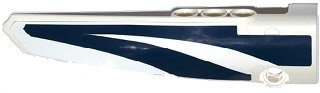 LEGO part Technic, Panel Fairing # 5 Long Smooth, Side A with White and Dark Blue Decorative Stripes Pattern (Sticker) - Set 42033 (64681pb013)