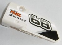 LEGO part Technic, Panel Fairing # 3 Small Smooth Long, Side A with Black '68' and 'action FUEL DESIGN' Pattern (Sticker) - Set 42045 64683pb026