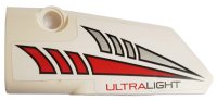 LEGO part Technic, Panel Fairing # 3 Small Smooth Long, Side A with Red and Silver Tapered Stripes and 'ULTRALIGHT' Pattern (Sticker) - Set 42057 64683pb060
