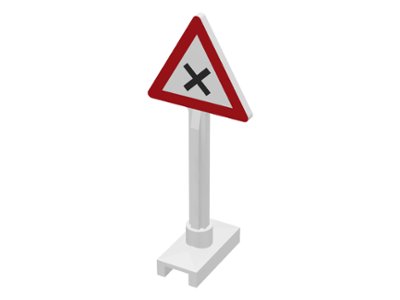 LEGO part Road Sign Triangle with Dangerous Intersection Pattern (649pb12)