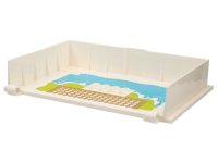 LEGO part Container, Book Cover Half, 16 x 12 x 2 2/3 (Storybook Adventures) with Medium Azure Water, Lime Grass, Gold and White Checkered Tile Floor Pattern 65196pb06