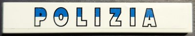 LEGO part Tile 1 x 6 with Blue and White 'POLIZIA' Pattern (Sticker) - Set 8214 (6636pb304)