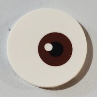 LEGO onderdeel Tile, Round 3 x 3 with Reddish Brown and Black Eye Pattern 67095pb002