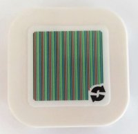 LEGO part Tile, Modified 4 x 4 with Rounded Corners and 4 Feet with Super Mario Scanner Code 2 Arrows Cycle Pattern (Sticker) - Set 71389 68869pb009