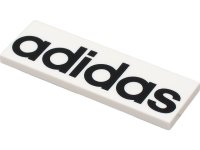 LEGO part Tile 2 x 6 with Black 'adidas' Pattern 69729pb007