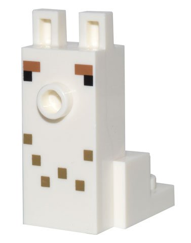 LEGO part Creature Head Pixelated with Elongated Face and Stud with Black Eyes, Medium Nougat Eyebrows, and Dark Tan Spots Pattern 2 (Minecraft Alpaca / Llama) (73233pb03)
