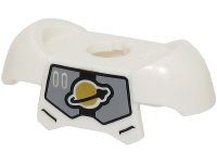 LEGO part Minifigure Armor Breastplate with Shoulder Pads and 2 Back Studs with Light Bluish Gray Panels and Gold and Black Classic Space Logo Pattern (BAM) 78643pb10