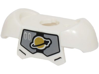 LEGO part Minifigure Armor Breastplate with Shoulder Pads and 2 Back Studs with Light Bluish Gray Panels and Gold and Black Classic Space Logo Pattern (BAM) (78643pb10)