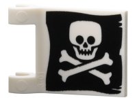 LEGO part Flag 2 x 2 Square with Flared Edge with Flat Skull and Crossbones on Black Background Pattern on Both Sides (Jolly Roger) 80326pb019