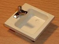 LEGO part Homemaker Washbasin Sink with Chrome Silver Tap (840c01)